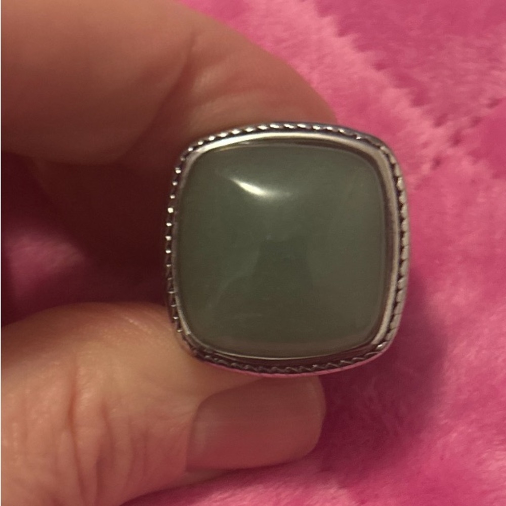Green Aventurine Solver Tone Ring